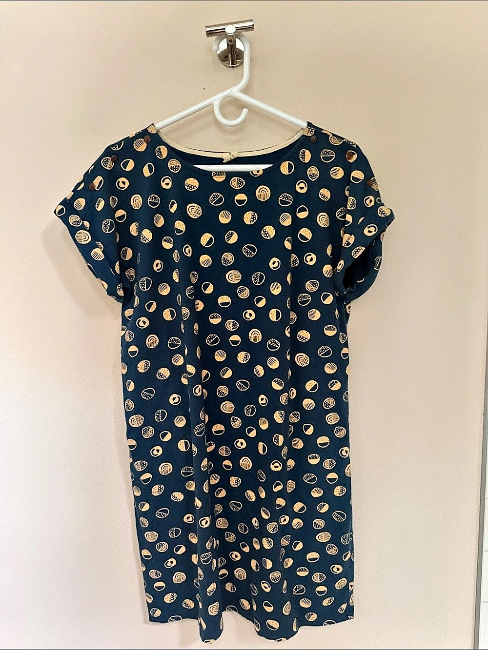 Polka Dot Mini Dress in Blue & Orange Like New